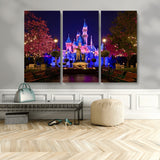 79435-MGV-CV-48X32-3P-Disney Castle Wall Art Canvas Print, Framed Magic Kingdom Art Picture Print, Disney World Perfect Child Room Decor Artwork
