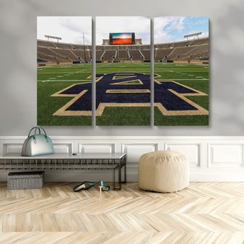 52835-MGV-CV-48X32-3P-Notre Dame Stadium Wall Art Canvas Print, Framed Indiana Stadium Art Picture Print, Notre Dame Field Perfect Sport Room Decor