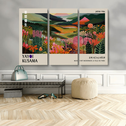 75719-MGV-CV-36X24-Botanical Mountain Valley Wall Art – Panoramic Nature Canvas Print, Vibrant Floral Field Artwork for Living Room, Bedroom, Office,