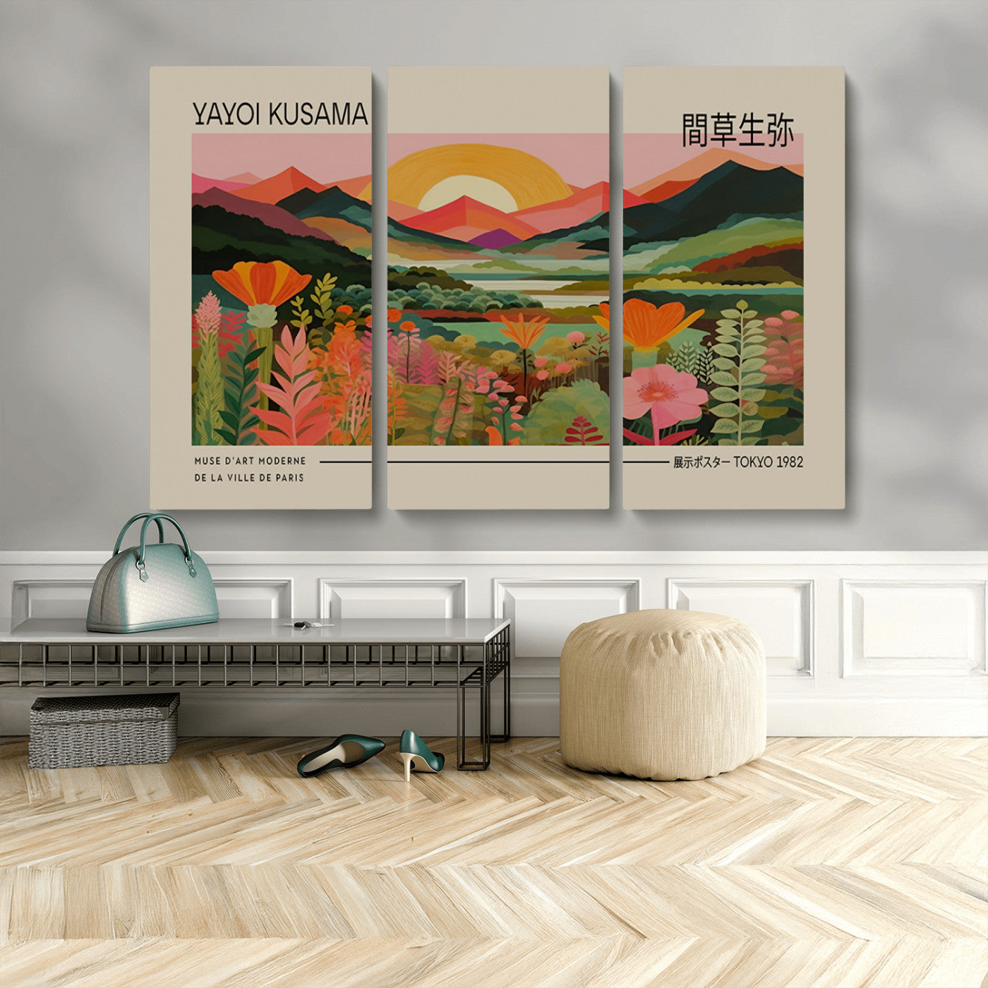 17753-MGV-CV-36X24-Floral Sunset Landscape Wall Art – Panoramic Nature Canvas Print, Vibrant Botanical Artwork for Living Room, Bedroom, Office, or