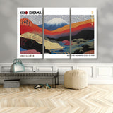 14839-MGV-CV-36X24-Yayoi Kusama Wall Art – Panoramic Mountain & River Canvas Print, Modern Abstract Japanese Landscape Decor for Living Room or