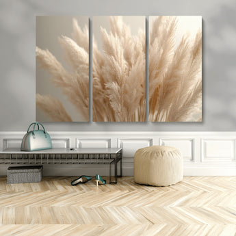 50300-MGV-CV-36X24-Pampas Grass Wall Art Canvas Print, Framed Minimalist Pampas Grass Art Picture Print, Beige Pampas Grass Perfect Minimalist Boho