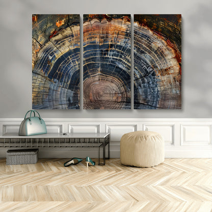 16193-MGV-CV-36X24-Tree Ring Wall Art – Abstract Wood Grain Canvas Print, Rustic Nature Texture Artwork Poster for Living Room, Bedroom, Office,