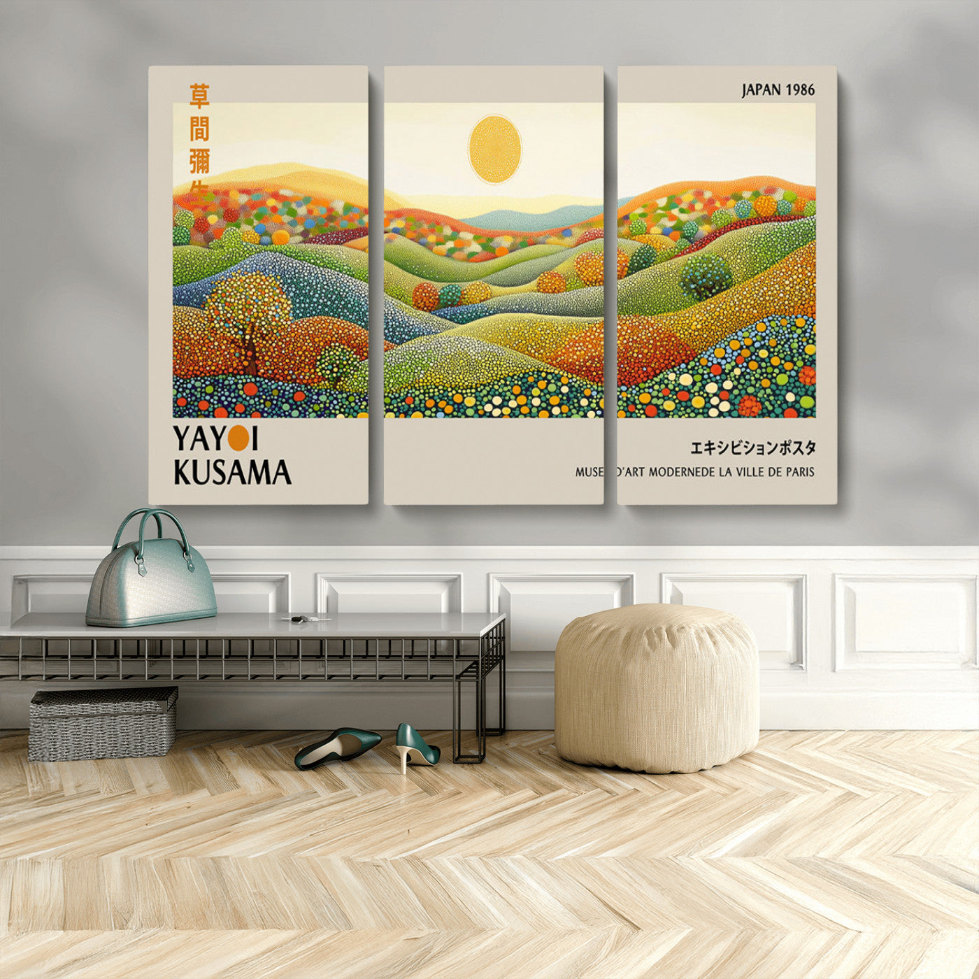 33864-MGV-CV-36X24-Pointillism Yayoi Wall Art Canvas Print, Framed Yayoi Kusama Art Picture Print, Yayoi Kusama Dot Perfect Abstract Nature Decor