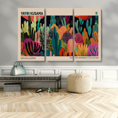 45711-MGV-CV-36X24-Yayoi Kusama Wall Art Canvas Print, Framed Abstract Yayoi Kusama Art Picture Print, Japanese Wabi Sabi Perfect Modern Abstract