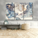 51497-MGV-CV-36X24-Abstract Blue and Gold Wall Art – Modern Fluid Ink Style Canvas Print, Elegant Contemporary Decor for Living Room, Office