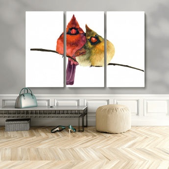 67752-MGV-CV-36X24-Cardinal Couple Wall Art – Male and Female Cardinal Canvas Print, Romantic Bird Artwork for Nature Lovers, Living Room, Bedroom,