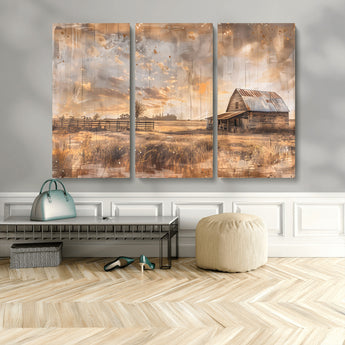 FARM2-MGV-CV-36X24-Rustic Farmhouse Wall Art Canvas Print, Framed Old Barn Art Picture Print, Southwestern Farmhouse Perfect Rustic Decor Artwork