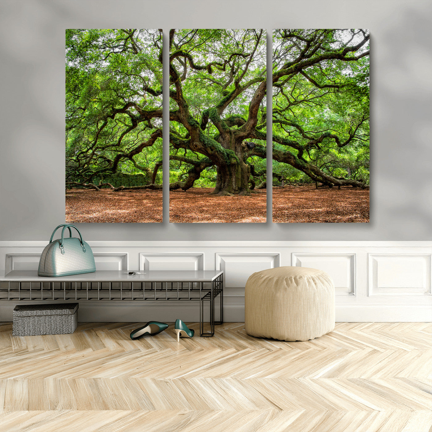 51255351-MGV-CV-48X32-3P-Ancient Tree Wall Art – Majestic Oak Canvas Print, Large Nature Photography, Sacred Forest Landscape Wall Décor, Wisdom Tree