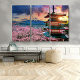 32331262-MGV-CV-36X24-Mount Fuji Japan Wall Art – Cherry Blossom Landscape Canvas Print, Chureito Pagoda Sunset Photography, Japanese Nature Travel
