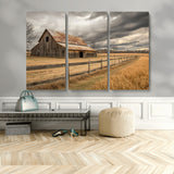 26821575-MGV-CV-36X24-Old Barn Wall Art Canvas Print, Framed Rustic Barn Art Picture Print, Moody Farm Perfect Rustic Farmhouse Decor Artwork