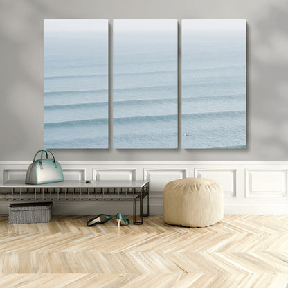 47814787-MGV-CV-36X24-Ocean Waves Wall Art Canvas Print, Framed Solo Surfer Art Picture Print, Wave Lines Perfect Minimalist Ocean Decor Artwork