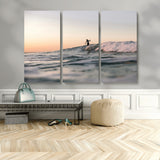 58502923-MGV-CV-36X24-Wave Rider Wall Art Canvas Print, Framed Ocean Wave Art Picture Print, Riding Surf Perfect Sunset Surf Decor Artwork