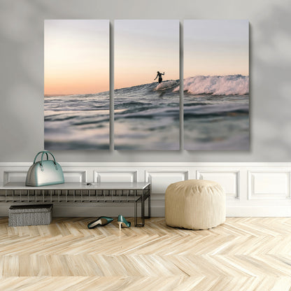 58502923-MGV-CV-36X24-Wave Rider Wall Art Canvas Print, Framed Ocean Wave Art Picture Print, Riding Surf Perfect Sunset Surf Decor Artwork