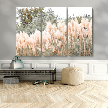 21826392-MGV-CV-36X24-Pampas Grass Wall Art Canvas Print, Framed Soft Pampas Art Picture Print, Pastel Grasses Perfect Soft Neutral Boho Decor Artwork
