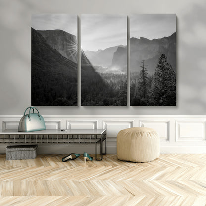 39278955-MGV-CV-36X24-Yosemite Valley Wall Art Canvas Print, Framed El Capitan Art Picture Print, Misty Mountain Perfect Modern Rustic Decor Artwork