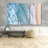 17641845-MGV-CV-36X24-Aerial Ocean Wall Art Canvas Print, Framed Blue Waves Art Picture Print, Sandy Shoreline Perfect Modern Coastal Decor Artwork