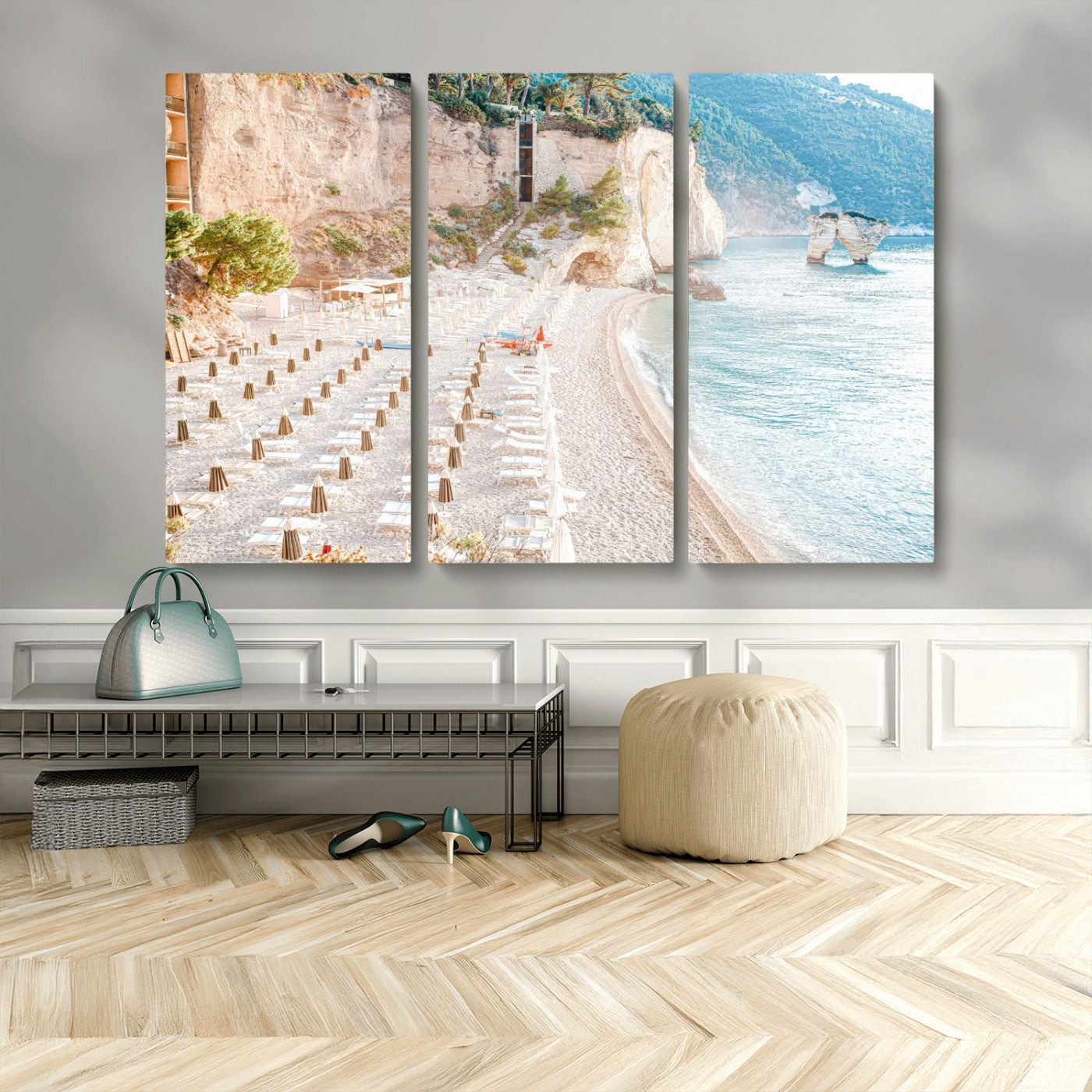 84816639-MGV-CV-36X24-Mediterranean Beach Wall Art Canvas Print, Framed Airy Coastal Art Picture Print, Summer Shore Perfect Coastal Retreat Decor