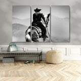 83102464-MGV-CV-36X24-Western Cowboy Wall Art Canvas Print, Framed Monochrome Horse Art Picture Print, Western Equestrian Perfect Rustic Western Decor