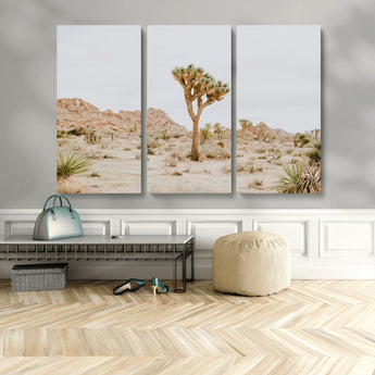 67109959-MGV-CV-48X32-3P-Joshua Tree Wall Art Canvas Print, Framed Neutral Desert Art Picture Print, Earthy Landscape Perfect Neutral Boho Decor Artwork