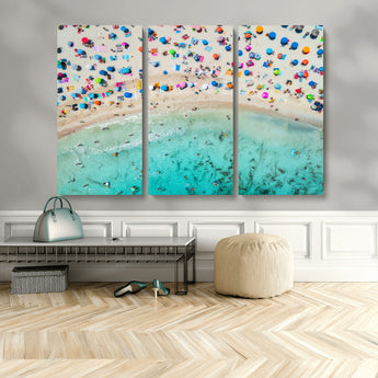 76172085-MGV-CV-36X24-Tropical Shoreline Wall Art Canvas Print, Framed Beach Relaxing Art Picture Print, Aerial Summer Perfect Coastal Vibrant Decor