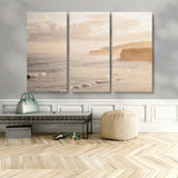 57669769-MGV-CV-36X24-Misty Coastal Wall Art Canvas Print, Framed Golden Sunset Art Picture Print, Serene Shoreline Perfect Tranquil Coastal Decor