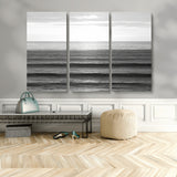 47305203-MGV-CV-48X32-3P-Monochrome Ocean Wall Art Canvas Print, Framed Moody Ocean Art Picture Print, Calm Ocean Perfect Minimalist Coastal Decor Artwork