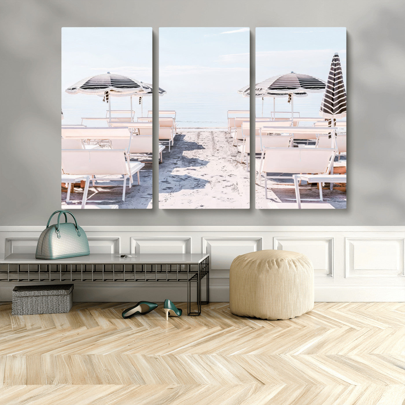 67623952-MGV-CV-36X24-Minimalist Beach Wall Art Canvas Print, Framed Pastel Sand Art Picture Print, Beach Aesthetic Perfect Coastal Minimalist Decor