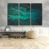 93287752-MGV-CV-36X24-Ocean Surf Wall Art Canvas Print, Framed Blue Waters Art Picture Print, Vibrant Seascape Perfect Coastal Adventure Decor Artwork