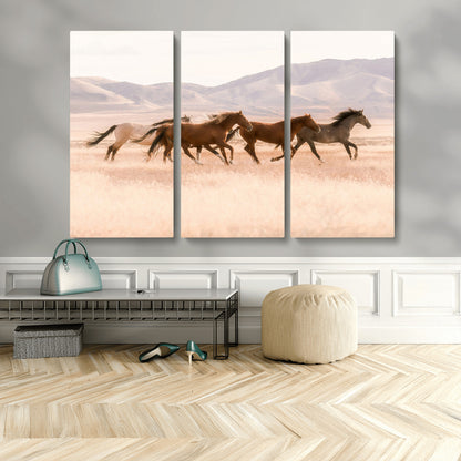 83644685-MGV-CV-36X24-Wild Horse Art Wall Art Canvas Print, Framed Rustic Western Art Picture Print, Desert Horse Scene Perfect Rustic Western Decor