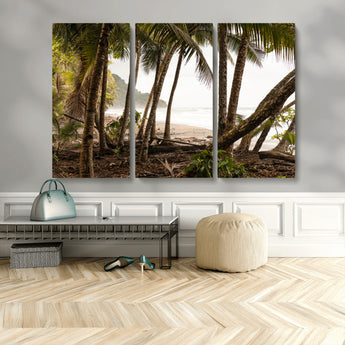 92093951-MGV-CV-36X24-Tropical Jungle Wall Art Canvas Print, Framed Palm Tree Forest Art Picture Print, Coastal Escape Perfect Jungle Retreat Decor