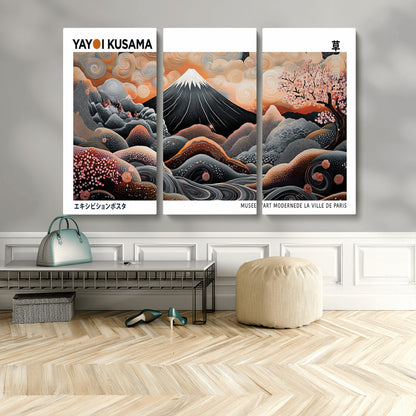 63125329-MGV-CV-36X24-Japanese Mt Fuji Wall Art – Surreal Ukiyo e Style Cherry Blossom Poster, Swirling Cloud Landscape Print, Modern Oriental Asian