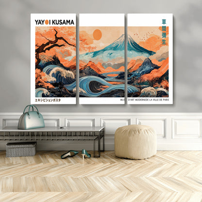 88785870-MGV-CV-36X24-Japanese Great Wave & Mt Fuji Wall Art – Ukiyo e Style Landscape Print with Flowing River, Autumn Mountain Poster, Oriental Asian