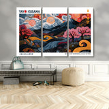 43879290-MGV-CV-48X32-3P-Japanese Abstract Wall Art – Mount Fuji Cherry Blossom Canvas Print, Modern Asian Inspired Landscape Decor for Living Room,