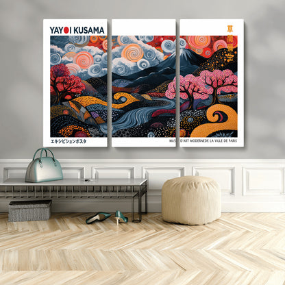 43879290-MGV-CV-48X32-3P-Japanese Abstract Wall Art – Mount Fuji Cherry Blossom Canvas Print, Modern Asian Inspired Landscape Decor for Living Room,