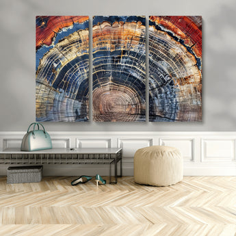 38987581-MGV-CV-36X24-Tree Ring Art Wall Art Canvas Print, Framed Rustic Wall Decor Art Picture Print, Nature Grain Print Perfect Modern Rustic Decor