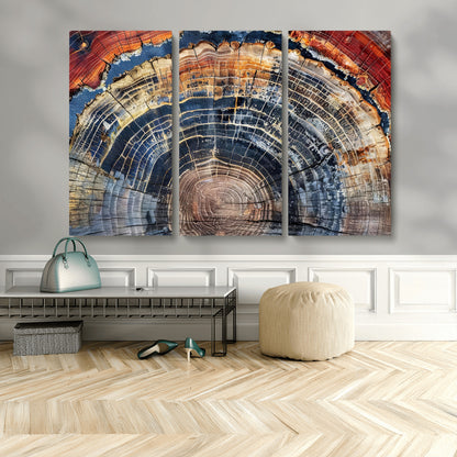 38987581-MGV-CV-36X24-Tree Ring Art Wall Art Canvas Print, Framed Rustic Wall Decor Art Picture Print, Nature Grain Print Perfect Modern Rustic Decor