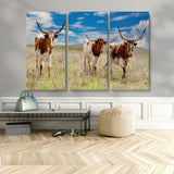 58099948-MGV-CV-36X24-Texas Longhorn Wall Art Canvas Print, Framed Western Decor Art Picture Print, Rustic Farmhouse Perfect Western Farmhouse Decor