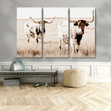 39672786-MGV-CV-36X24-Rustic Cow Scene Wall Art Canvas Print, Framed Farmhouse Style Cattle Art Picture Print, Prairie Animal Duo Perfect Rustic Western