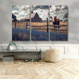 51092814-MGV-CV-36X24-Texas Longhorn Wall Art Wall Art Canvas Print, Framed Rustic Barn Canvas Art Picture Print, Farmhouse Cow Decor Perfect Rustic