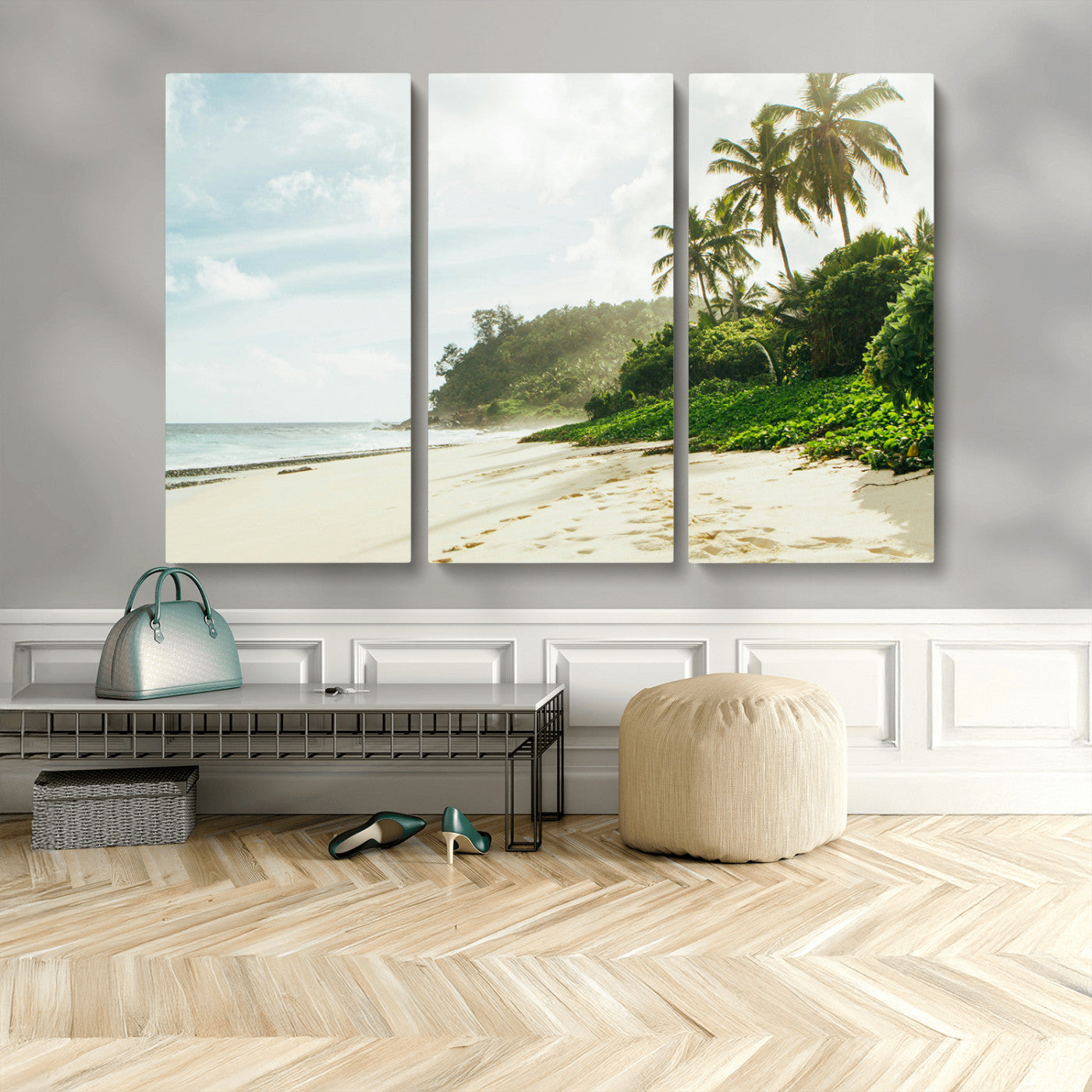 42984524-MGV-CV-36X24-Relaxing Beach Wall Art Canvas Print, Framed Ocean View Art Picture Print, Coastal Serenity Perfect Tropical Coastal Decor Artwork