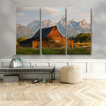 31771014-MGV-CV-36X24-Rustic Barn Wall Art Canvas Print, Framed Western Landscape Art Picture Print, Farmhouse Style Perfect Rustic Farmhouse Decor