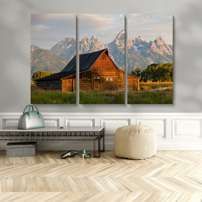 31771014-MGV-CV-36X24-Rustic Barn Wall Art Canvas Print, Framed Western Landscape Art Picture Print, Farmhouse Style Perfect Rustic Farmhouse Decor