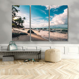 95301406-MGV-CV-48X32-3P-Tropical Beach Wall Art Canvas Print, Framed Ocean Waves Art Picture Print, Relazxing Seascape Perfect Tropical Coastal Decor
