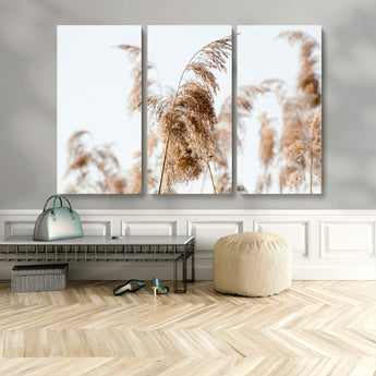 17019393-MGV-CV-36X24-Pampas Grass Wall Art Canvas Print, Framed Neutral Tones Art Picture Print, Minimalist Nature Perfect Boho Minimalist Decor