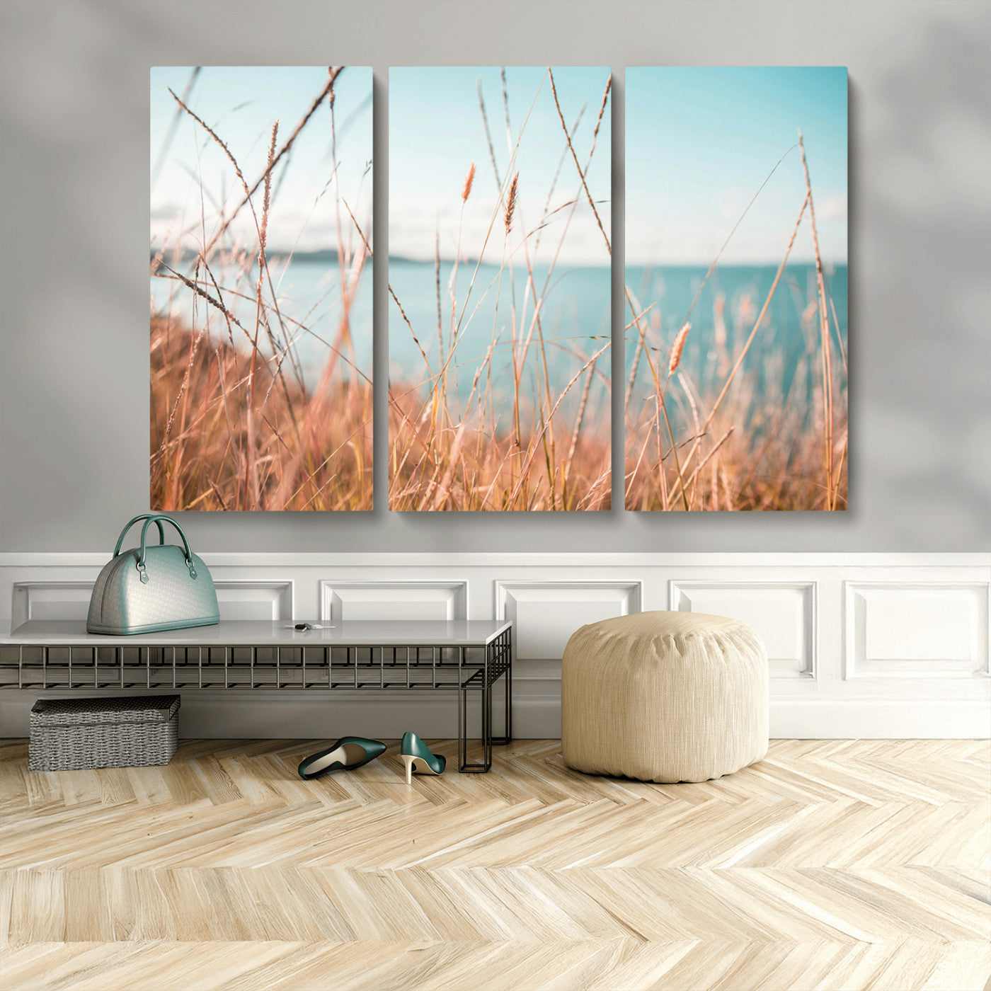 36108696-MGV-CV-36X24-Coastal Grass Wall Art – Serene Ocean View Canvas Print, Beach Nature Photography Decor for Living Room, Bedroom, Office or Modern