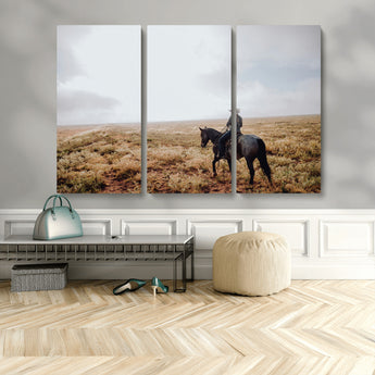 57597730-MGV-CV-36X24-Cowboy Wall Art Wall Art Canvas Print, Framed Western Canvas Art Picture Print, Rustic Ranch Scene Perfect Rustic Western Decor