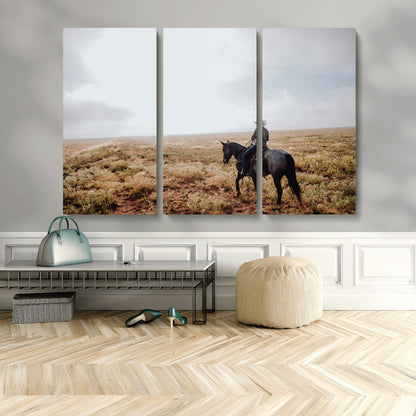 57597730-MGV-CV-36X24-Cowboy Wall Art Wall Art Canvas Print, Framed Western Canvas Art Picture Print, Rustic Ranch Scene Perfect Rustic Western Decor