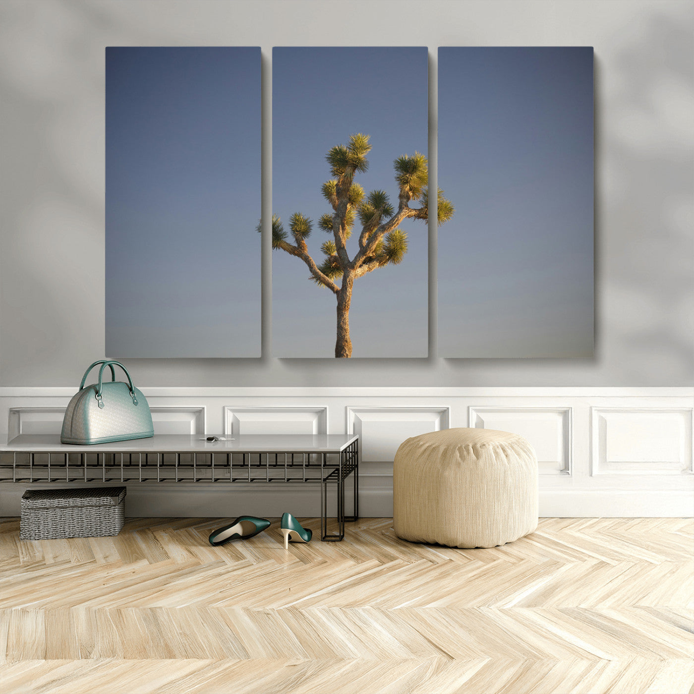 54552043-MGV-CV-48X32-3P-Joshua Tree Art Wall Art Canvas Print, Framed Desert Landscape Art Picture Print, Southwestern Nature Perfect Southwestern Boho