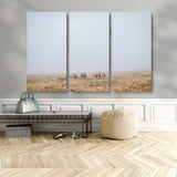 14761944-MGV-CV-36X24-Foggy Plains Wall Art Canvas Print, Framed Horseback Riders Art Picture Print, Rustic Western Perfect Rustic Western Decor Artwork